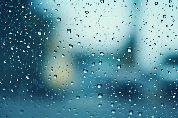 Raindrops on Glass on a Blurred Background