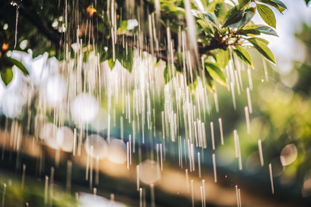 Photo raindrops on green leaves nature freshness and tranquility photography background illustration image