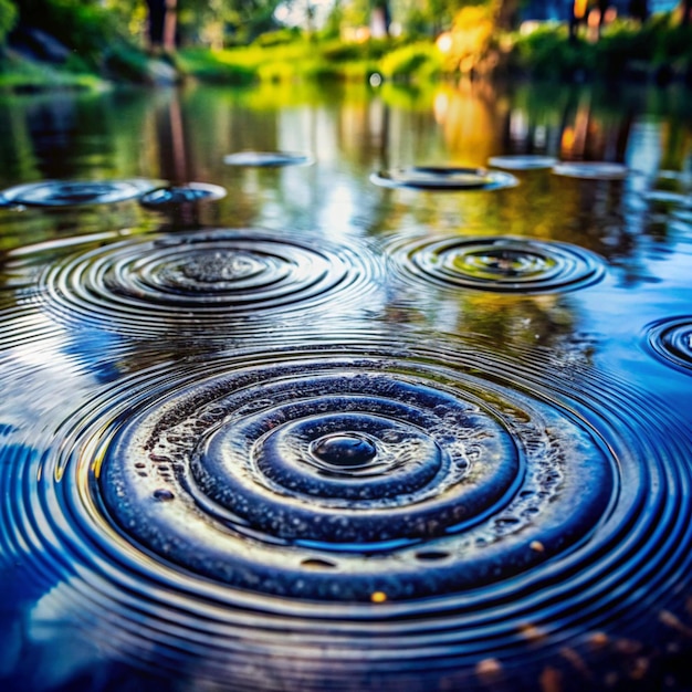 raindrops hitting the surface of a puddle