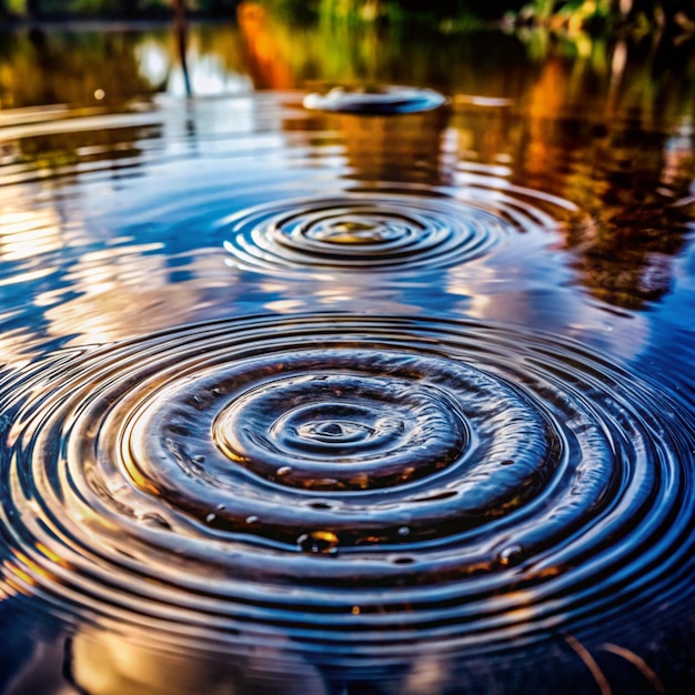 raindrops hitting the surface of a puddle