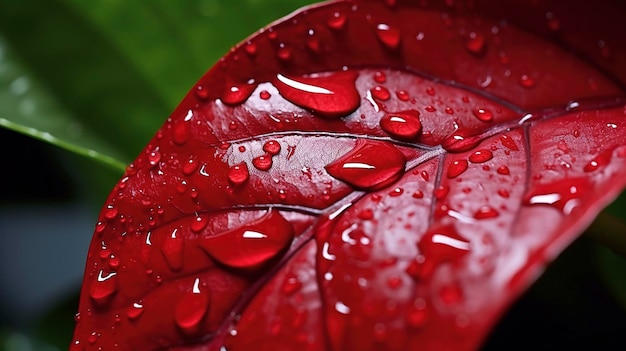 Raindrops on Poinsettia Leaf