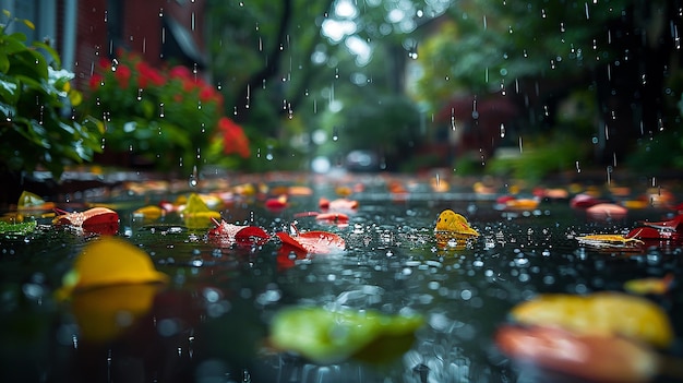 raindrops on a rainy day