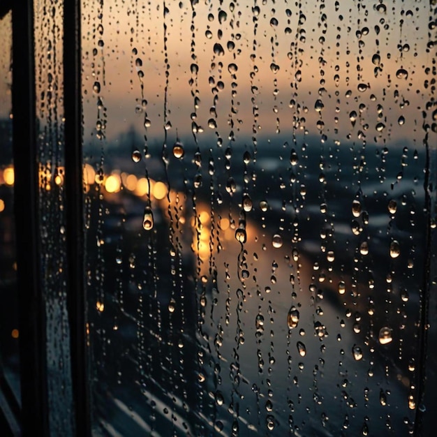 raindrops on a window pane of a window