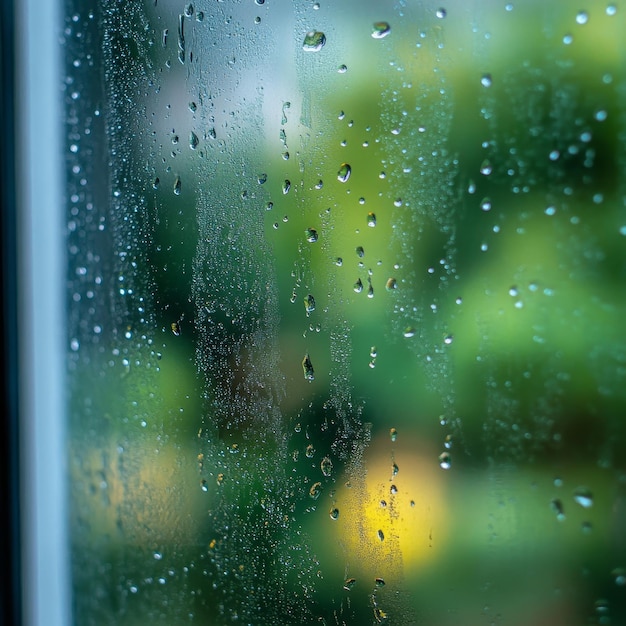 Photo raindrops on a window with a blurred background