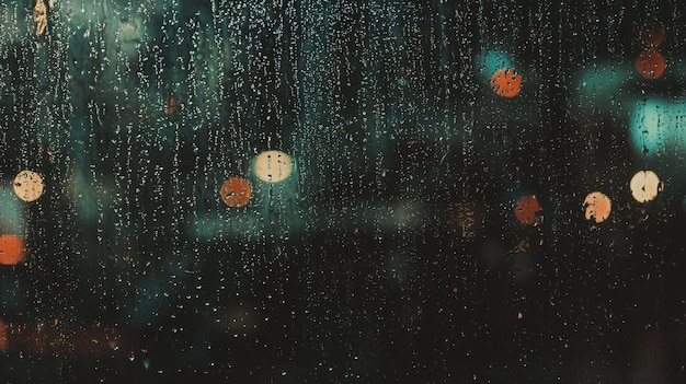 Raindrops on Window with City Lights Bokeh