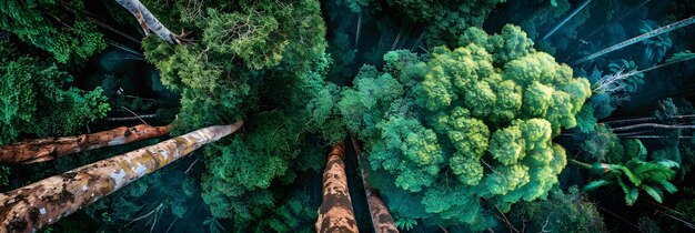 Photo rainforest canopy with diverse plant life and wildlife