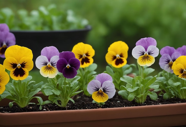 Raining on pansy seedlings in the garden