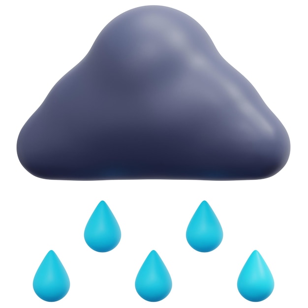 rainy 3d render icon illustration