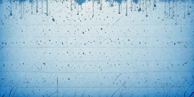 Rainy blue background with water drops and paint