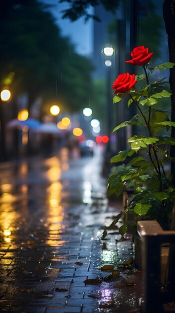 Rainy City Streets at Night