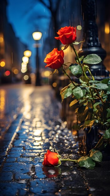 Rainy City Streets at Night