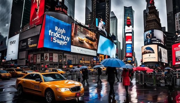 Rainy day at times square