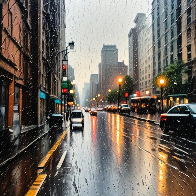 a rainy day with a car and a sign that says  rain