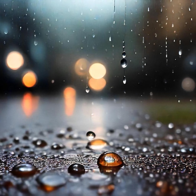 a rainy day with water droplets on the windshield and a blurry car in the background