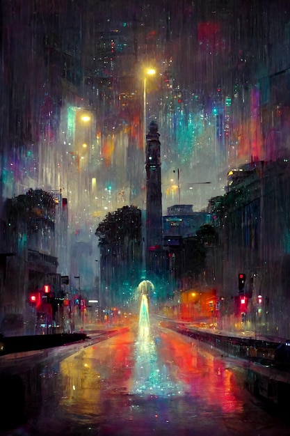 A rainy night in the city of glasgow