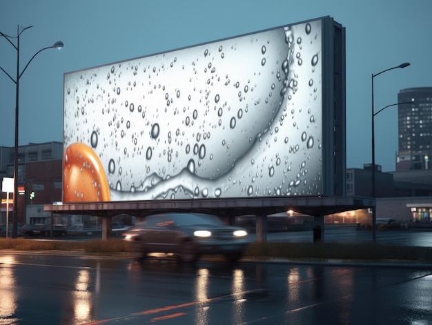 Rainy Night in the City with Water Drop Billboard Generative AI