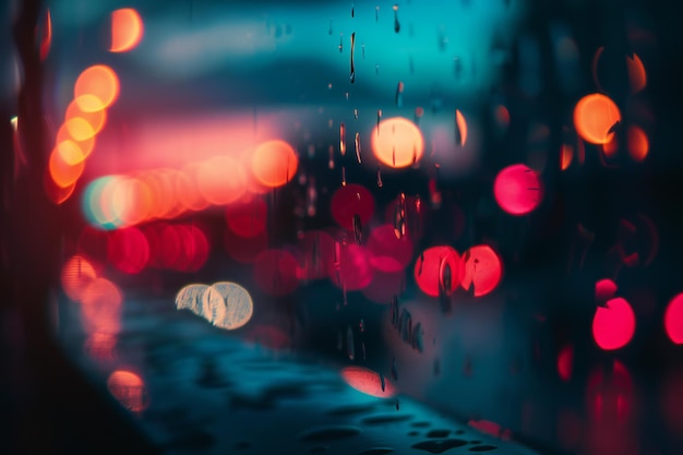 Photo rainy night cityscape with urban reflections and street lights wet pavement and night ambiance