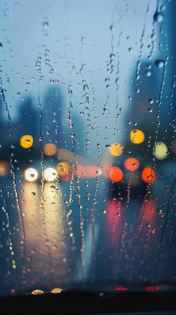 rainy night view of traffic lights and cars on the road