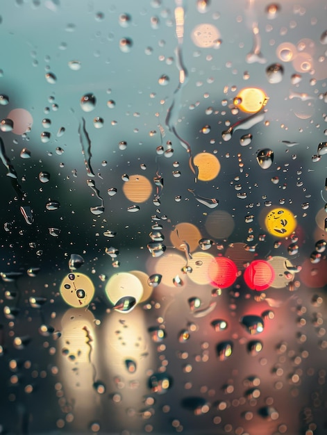 rainy night view of traffic lights and cars on the road