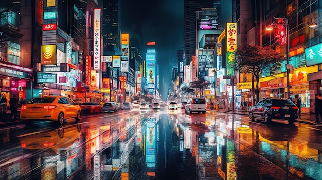 A rainy street in tokyo with a sign that says'shibuya '