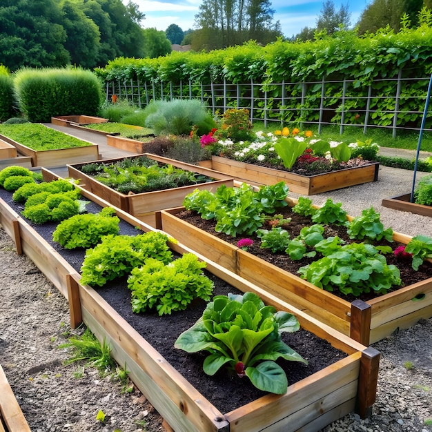 raised bed vegetable garden and trees surrounding it many raised beds permaculture