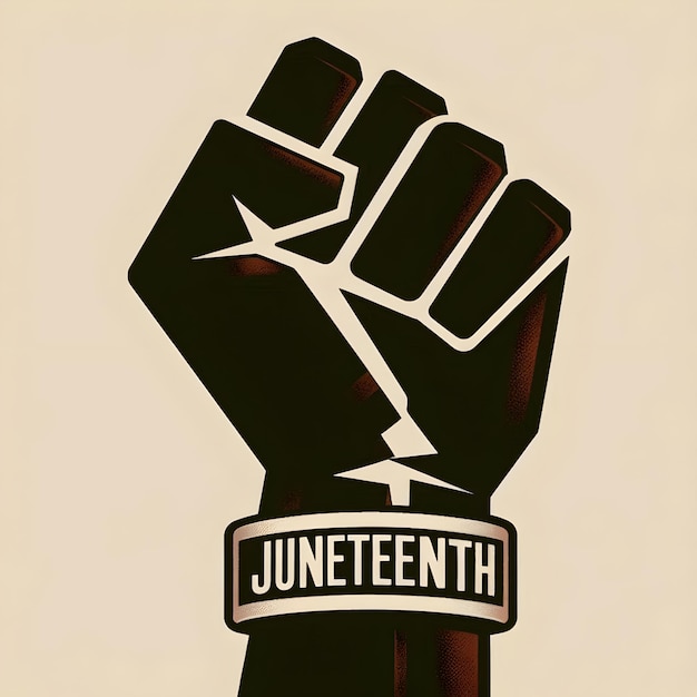 Photo a raised fist with word juneteenth