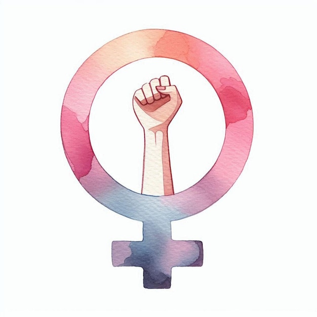 Photo a raising arm of woman inside a female gender symbol