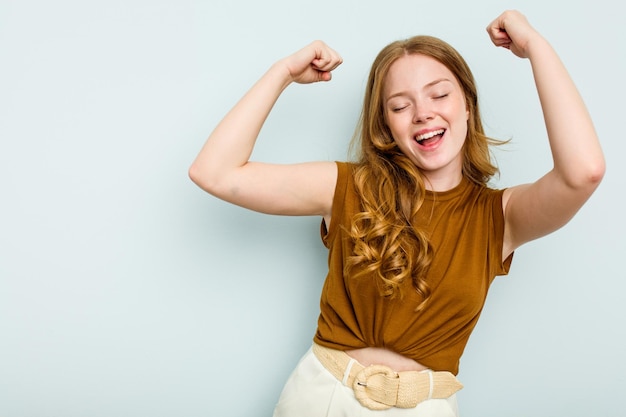 Raising fist after a victory winner concept