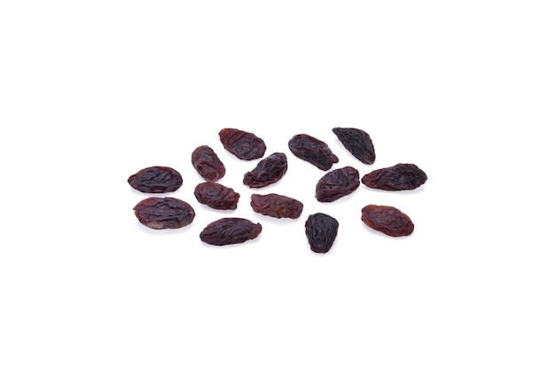 Raisins isolated on white surface