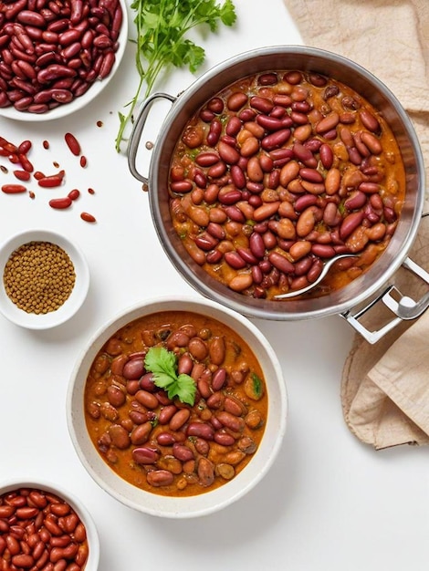 Photo rajma masala kidney beans white background