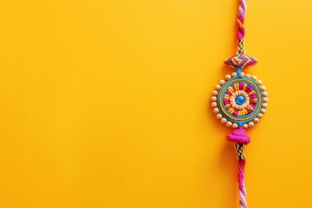 Photo rakhi on yellow background