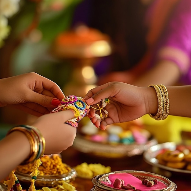 Photo raksha bandhan celebration a festival of bonds threads of love and promise