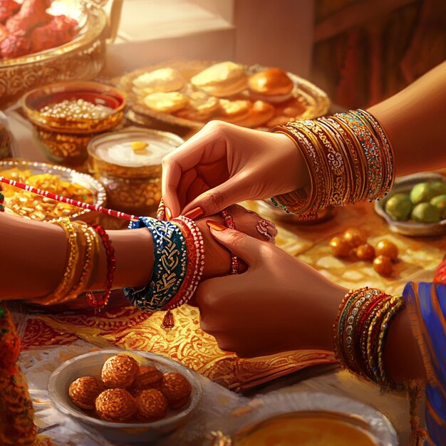 Photo raksha bandhan celebration a festival of bonds threads of love and promise