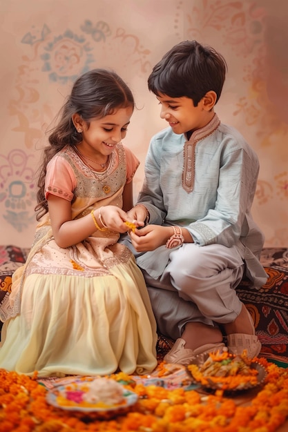 Raksha Bandhan cute little sister and brother celebration