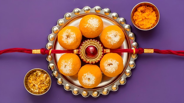 Raksha Bandhan Indian Festival With Beautiful Rakhi Rakhi Bandhan Background Image with sweetmeat