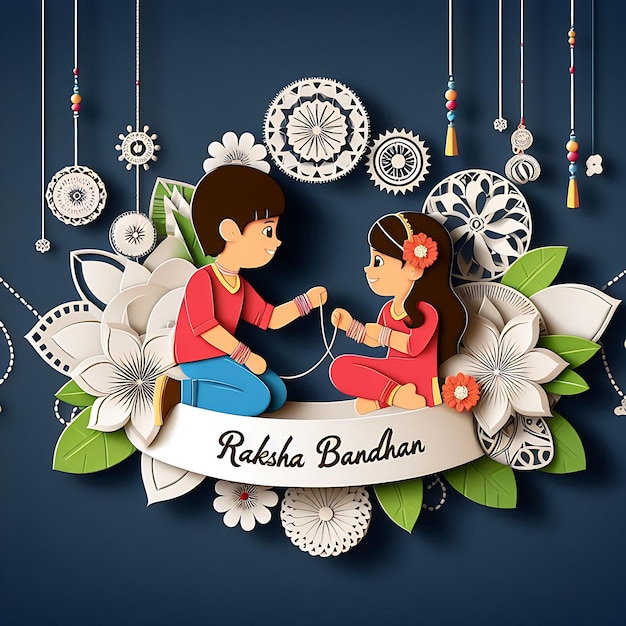 Photo raksha bandhan a picture of a boy and girl with a card that says quot hes a quot