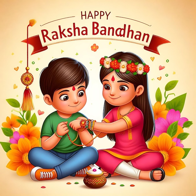 Raksha Bandhan a poster for a boy and girl that says happy birthday