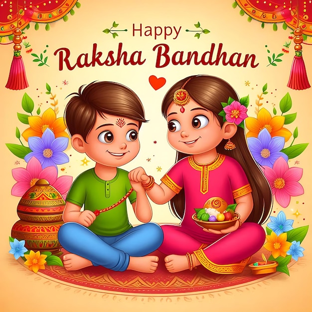 Raksha Bandhan a poster for a happy boy and girl with a happy birthday on it