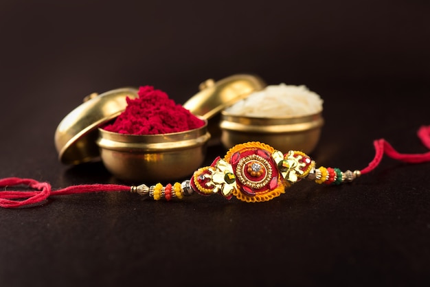 Raksha Bandhan with an elegant Rakhi, Rice Grains and Kumkum