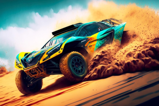 Rally highspeed car competitions motorsport on offroad generative ai