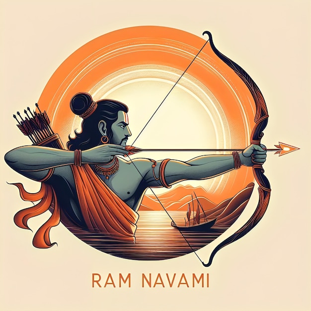 Photo ram navami watercolor image with lord rama