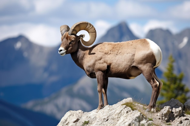 a ram standing on a rock