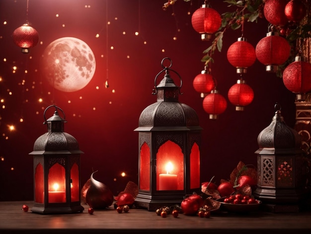 Ramadan Background design with moon mosque for Eid Ul Fitter