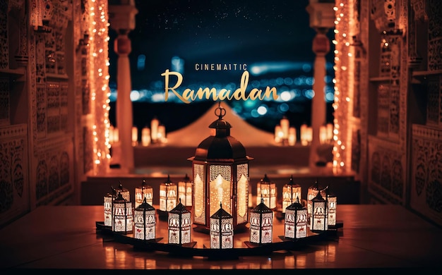 Ramadan Background and Food and Lantern