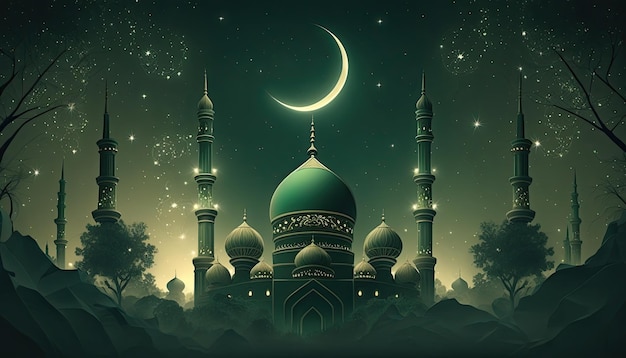 Ramadan background illustration by generative AI