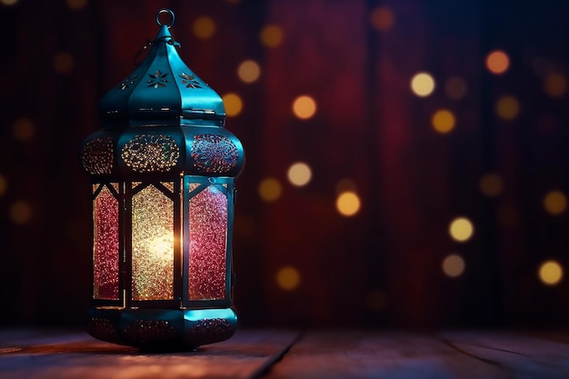 Ramadan background with bokeh effect copy text area generated ai