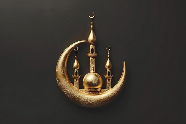 Ramadan background with golden mosque on moon shape