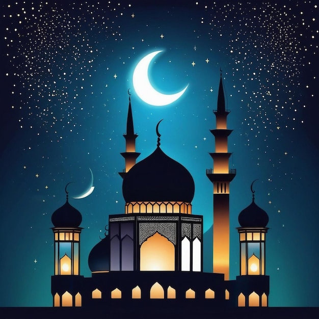 Ramadan background with lamps and ornaments