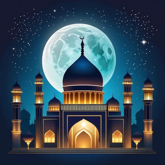 Ramadan background with lamps and ornaments