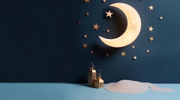 Ramadan background with moon Illustration AI GenerativexA